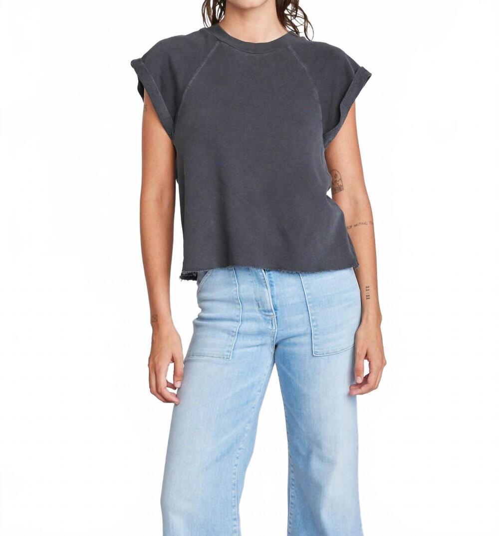 NEW SELF CONTRAST wesley short sleeve sweatshirt in granite